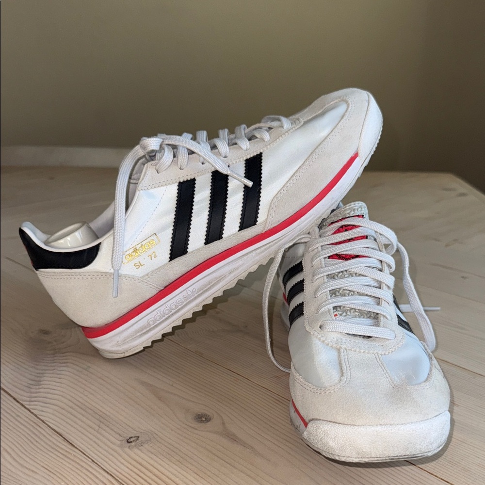 Adidas SL-72 Men's White and Black Sneakers with Red Accents